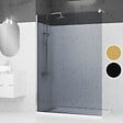 AURLANE - Paroi de Douche 140x200cm Verre Fumé 8mm - Barre de Fixation Extensible et Profil Chrome - vignette