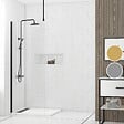 AURLANE - Paroi de Douche 80x200cm Verre Transparent - Profilé + Barre Plafond Noire - FREEDOM 2 BLACK - vignette