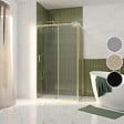 AURLANE - Pack Porte de Douche Coulissante 120x200cm et Retour 80cm - Profilés Or Doré Brossé - Verre 6mm - vignette