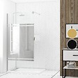AURLANE - Paroi de Douche 100x200cm - Bande Miroir - Barre de Fixation Extensible et Profil Chrome - vignette