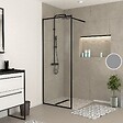 AURLANE - Paroi de Douche 80x200 cm - Cadre et Bras Aluminium NOIR MAT - DARK CONTOURING - vignette