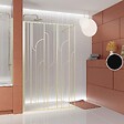 AURLANE - Paroi de douche à l'italienne 140x195cm Sérigraphie Art Déco Arrondie - Or Brossé - GATSBY - vignette
