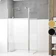 AURLANE - Paroi de Douche et Volet Pivotant 100+40x200 cm - Bande Dépolie - Barre de Fixation Chrome - vignette