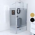 AURLANE - Paroi de Douche et Volet Pivotant 90+40x200 cm - Bandeau Miroir - Barre de Fixation Chrome - vignette