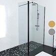 AURLANE - Paroi de Douche et Volet Pivotant 120+40x200 cm - Verre Transparent - Barre de Fixation Noire - vignette