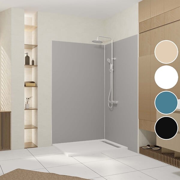 AURLANE - Pack 2 Panneaux Muraux en Aluminium Silver 120x210 cm + Profilés Chrome - large