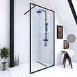 AURLANE - Paroi de Douche 100x200 cm - Cadre et Bras Aluminium NOIR MAT - DARK CONTOURING - vignette