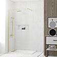 AURLANE - Paroi de Douche 100x200cm Verre Transparent - Barre de Fixation Extensible et Profil Or Brossé - vignette