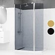 AURLANE - Paroi de Douche et Volet Pivotant 90+40x200cm - Verre Fumé + Barre Fixation Chrome - vignette