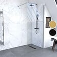 AURLANE - Paroi de douche a l'italienne - 90x200cm VERRE TRANSPARENT 6mm + Barre de fixation recoupable - vignette