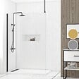 AURLANE - Paroi de Douche 140x200cm Verre Transparent - Profilé + Barre Plafond Noire - FREEDOM 2 BLACK - vignette