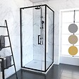 AURLANE - Porte de douche Pivotante et retour 80x80x200 - Profilés noir mat - CRUSH PIVOTANTE - vignette