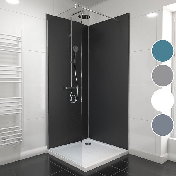 AURLANE - Pack de 2 Panneaux Muraux Aluminium NOIR 90+90x210 cm avec Profilés ANODISE BRILLANT - WALL'IT - large