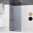 AURLANE - Paroi de Douche 90x200cm Verre Fumé 8mm - Barre de Fixation Extensible et Profil Chrome - vignette