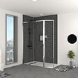 AURLANE - Paroi de Douche avec Volet Pivotant 120+40x200cm - Finition Chromée - CHROMED CONTOURING - vignette