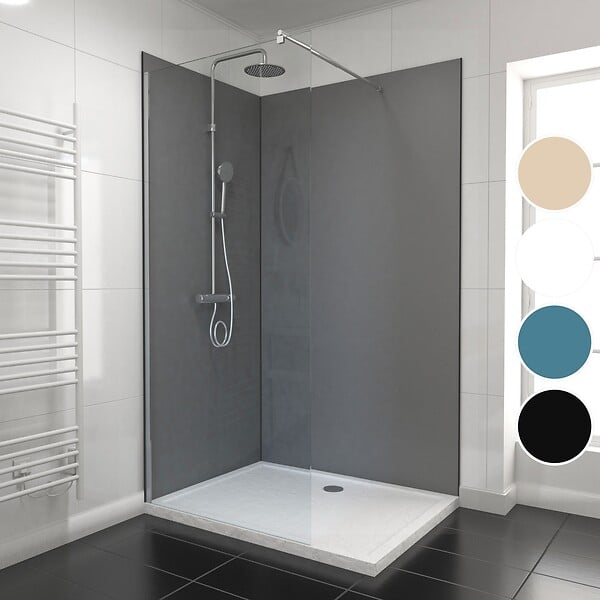 AURLANE - LOT de 2 Panneaux Muraux Aluminium GRIS 90+120x210 cm avec Profilés NOIR MAT - WALL'IT - large