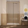 AURLANE - Porte de douche Coulissante 120x200cm - Profilés Aluminium effet Bois - Verre 6mm - WOOD CRUSH - vignette