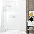 AURLANE - Paroi de Douche 120x200cm Dépolie - Profilé + Barre Plafond Finition Chrome - FREEDOM 2 FROSTED - vignette