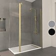 AURLANE - Paroi de Douche et Volet Pivotant 120+40x200 cm - Profilé + Barre de Fixation Or Doré Brossé - vignette