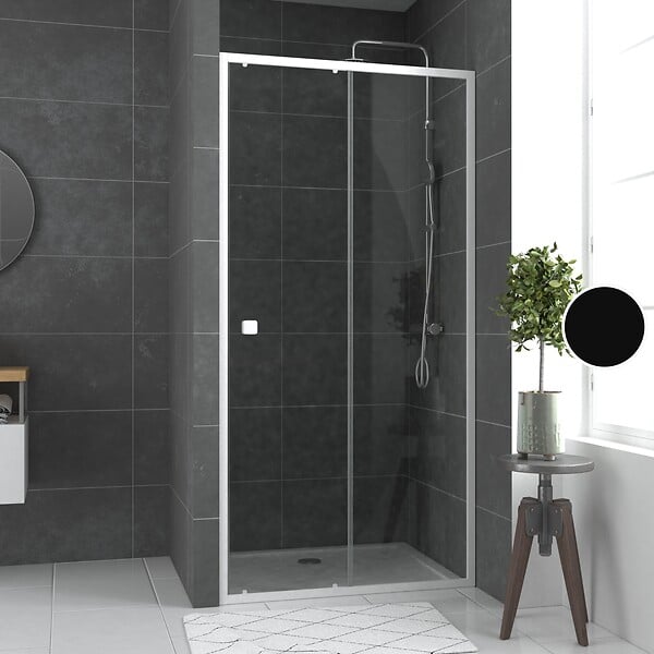 AURLANE - Porte de douche coulissante blanc 100x185cm - extensible - WHITY slide 100 - large