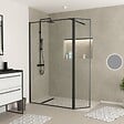 AURLANE - Paroi de Douche avec Volet Pivotant - Cadre et Bras Alu. NOIR MAT - 120+40x200cm - DARK CONTOURING - vignette