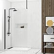 AURLANE - Paroi de Douche 120x200cm Verre Transparent - Profilé + Barre Plafond Noire - FREEDOM 2 BLACK - vignette