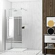 AURLANE - Paroi de Douche avec Bande Miroir 100x200cm - Verre 8mm - Profilé Chrome - FREEDOM 2 MIRROR - vignette