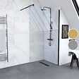 AURLANE - Paroi de Douche 140x200cm Verre Transparent - Barre de Fixation Extensible et Profil Noir - vignette