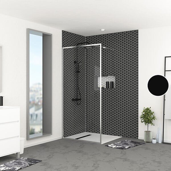 AURLANE - Paroi de Douche 100x200 cm - Cadre et Bras Aluminium Chrome - CHROMED CONTOURING - large