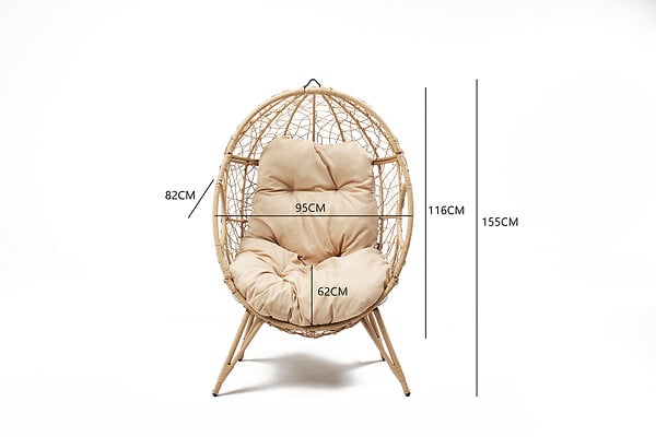 CONCEPT USINE - Fauteuil œuf sur pied en résine beige effet rotin JANE - large