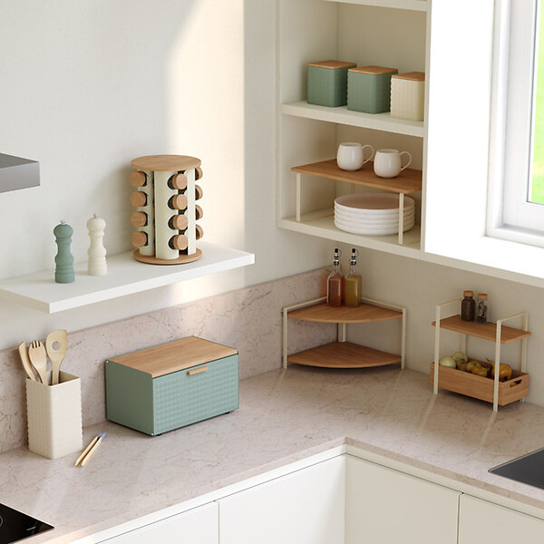 5 FIVE SIMPLY SMART - Étagère de rangement "Ordera" en bambou beige 50x30cm - large