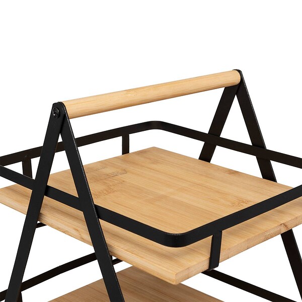 5 FIVE SIMPLY SMART - Étagère "Ordera" 2 niveaux avec anse en bambou noir - large