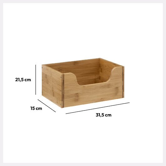 5 FIVE SIMPLY SMART - Panier empilable bambou petit modèle - large