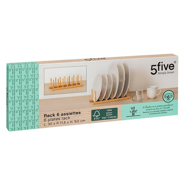 5 FIVE SIMPLY SMART - Rack 6 assiettes en bambou - large