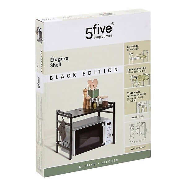 5 FIVE SIMPLY SMART - Etagère micro-onde Black edition extensible 1 étagère noir - large