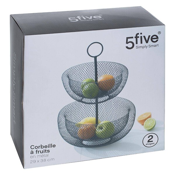 5 FIVE SIMPLY SMART - Corbeille 2 étages métal 24/29cm "Mesh" - large