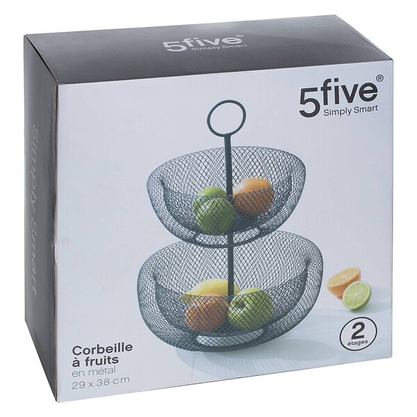 5 FIVE SIMPLY SMART - Corbeille 2 étages métal 24/29cm "Mesh" - large