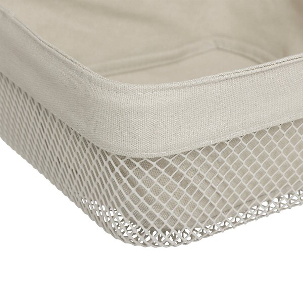 5 FIVE SIMPLY SMART - Corbeille à pain "Mayaj" en métal et coton beige 25,5x25,5cm - large