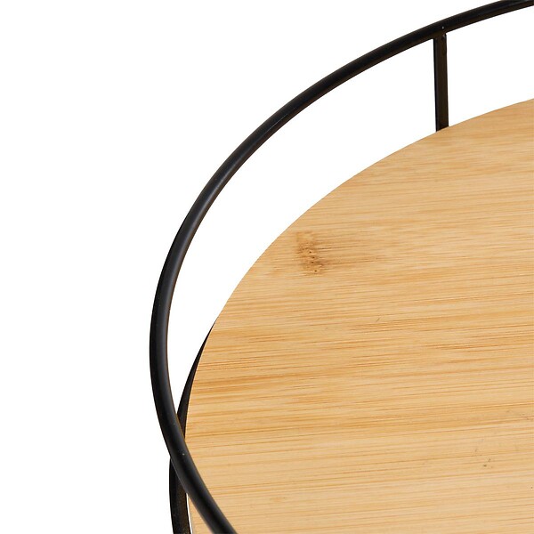 5 FIVE SIMPLY SMART - Plateau tournant Black bamboo D35cm beige - large
