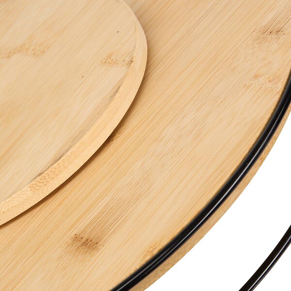 5 FIVE SIMPLY SMART - Plateau tournant Black bamboo D35cm beige - large