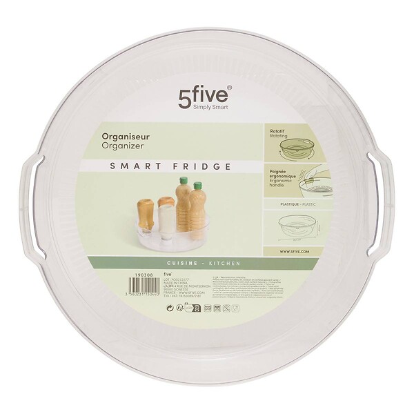 5 FIVE SIMPLY SMART - Organiseur rotatif Smart fridge D29cm transparent avec anses - large