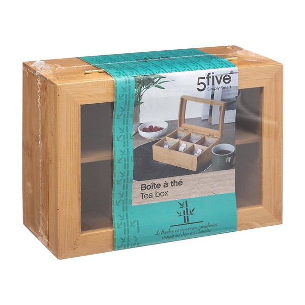 5 FIVE SIMPLY SMART - Boîte à thé 6 compartiments bambou - large