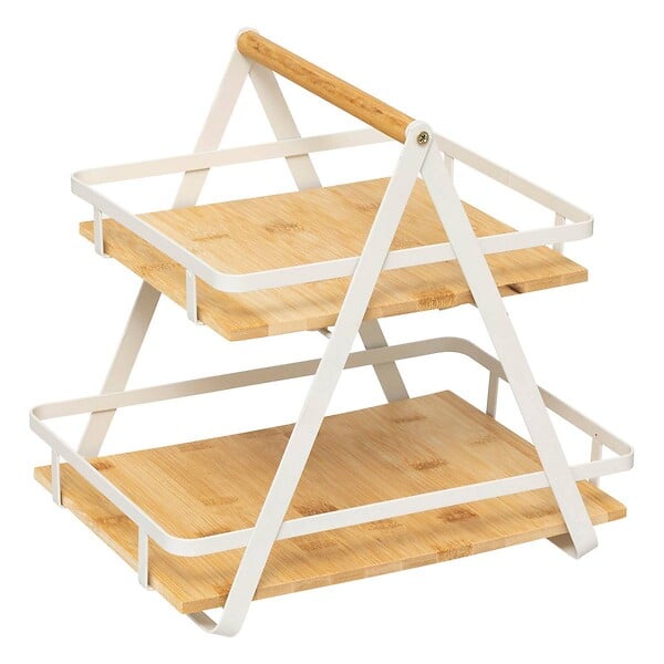 5 FIVE SIMPLY SMART - Étagère "Ordera" 2 niveaux avec anse en bambou - large