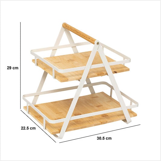 5 FIVE SIMPLY SMART - Étagère "Ordera" 2 niveaux avec anse en bambou - large