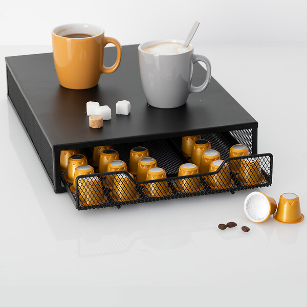 5 FIVE SIMPLY SMART - Porte-capsules x60 avec tiroir noir "Mayaj" - large