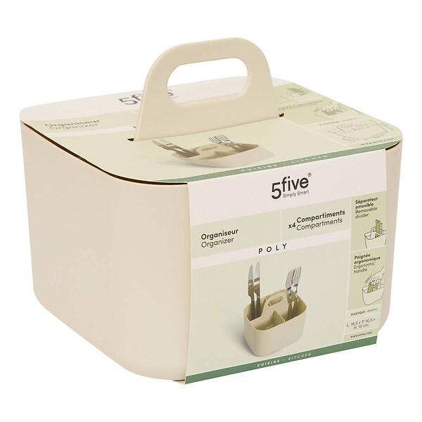 5 FIVE SIMPLY SMART - Organiseur Poly 16,5x16,5x15cm beige compartiments amovibles - large