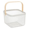 5 FIVE SIMPLY SMART - Corbeille carrée "Mayaj" en métal beige et blanc 26x24,5cm - vignette