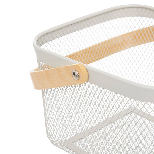 5 FIVE SIMPLY SMART - Corbeille carrée "Mayaj" en métal beige et blanc 26x24,5cm - large