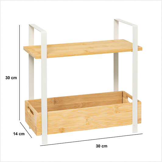 5 FIVE SIMPLY SMART - Étagère "Ordera" 2 niveaux avec bac de rangement en bambou - large