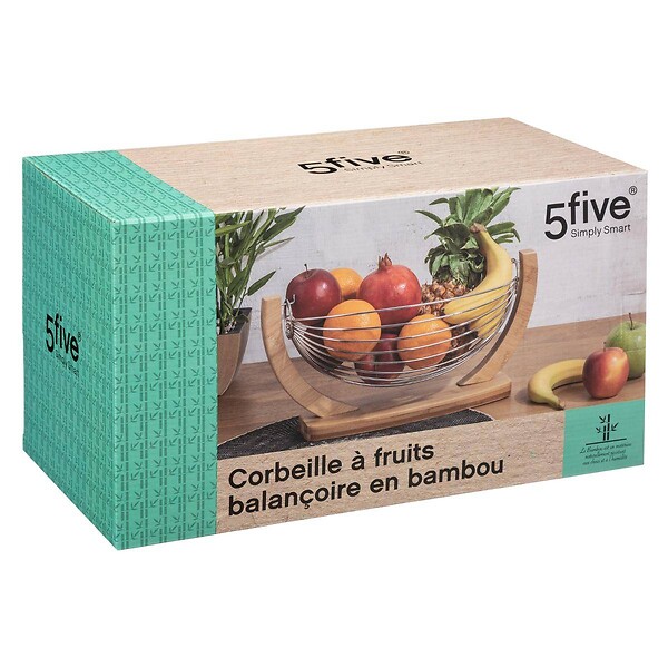 5 FIVE SIMPLY SMART - Corbeille balançoire métal 36x21cm bambou - large
